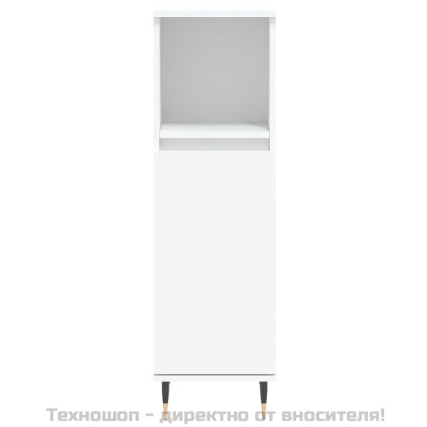 Шкаф за баня, бял, 30x30x100 см, инженерно дърво