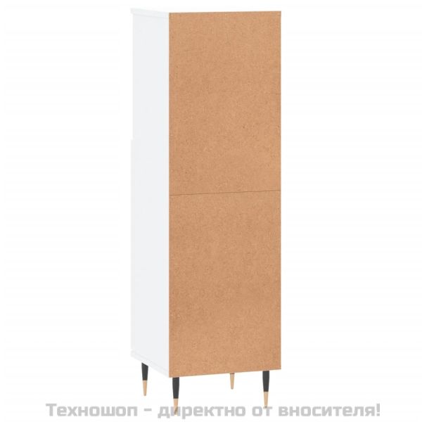 Шкаф за баня, бял, 30x30x100 см, инженерно дърво