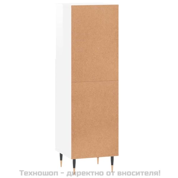 Шкаф за баня, бял гланц, 30x30x100 см, инженерно дърво