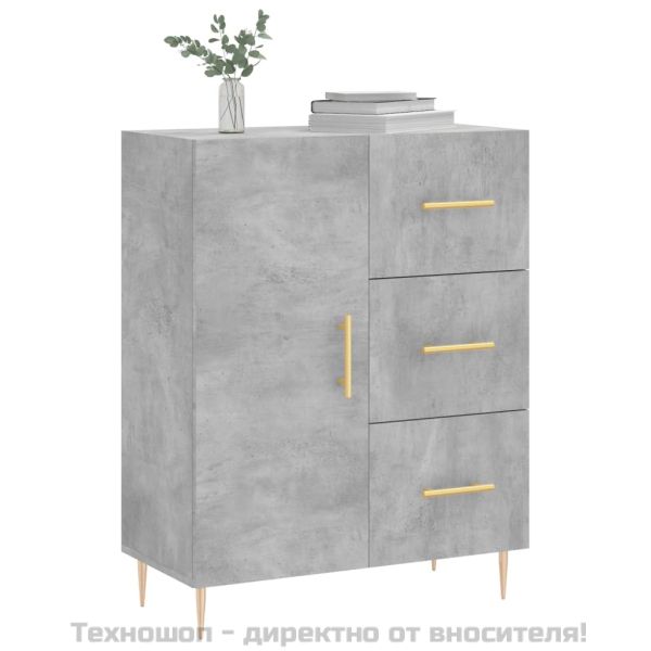 Сайдборд, бетонно сив, 69,5x34x90 см, инженерно дърво