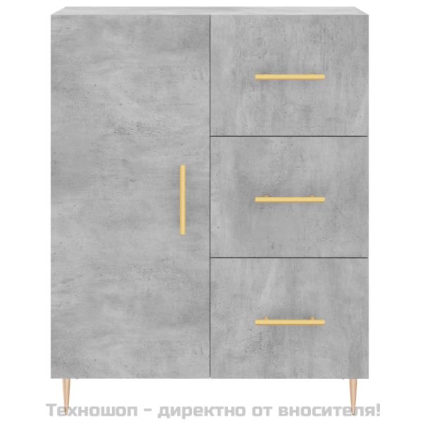 Сайдборд, бетонно сив, 69,5x34x90 см, инженерно дърво