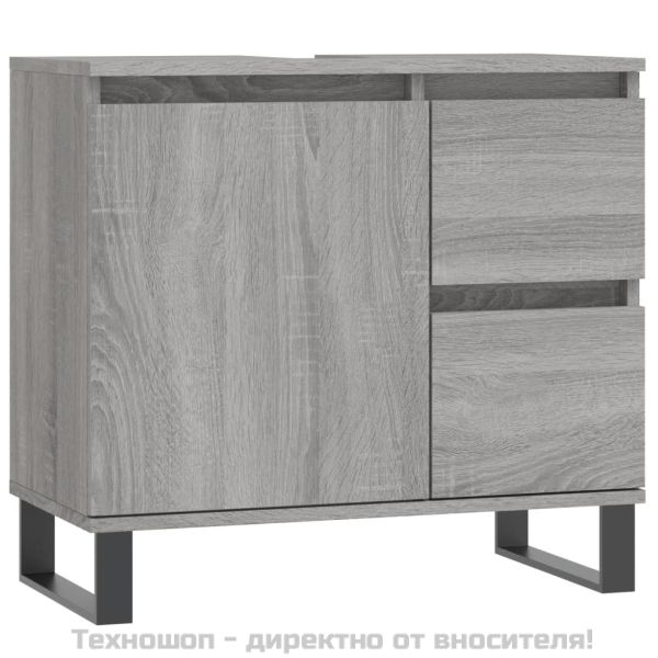 Шкаф за баня, сив сонома, 65x33x60 см, инженерно дърво