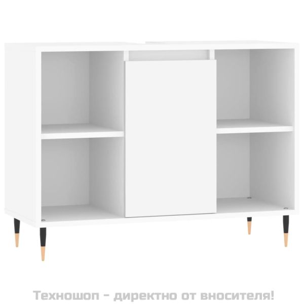 Шкаф за баня, бял, 80x33x60 см, инженерно дърво