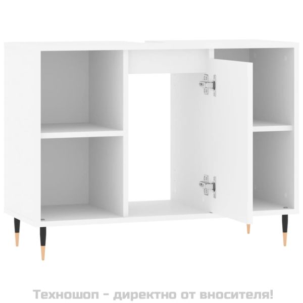 Шкаф за баня, бял, 80x33x60 см, инженерно дърво