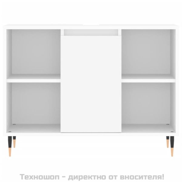 Шкаф за баня, бял, 80x33x60 см, инженерно дърво