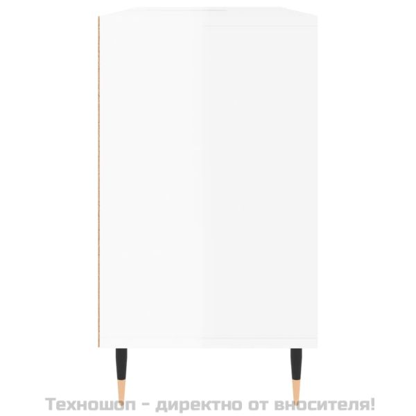 Шкаф за баня, бял гланц, 80x33x60 см, инженерно дърво