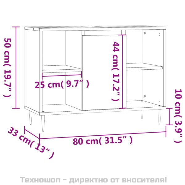 Шкаф за баня, бял гланц, 80x33x60 см, инженерно дърво