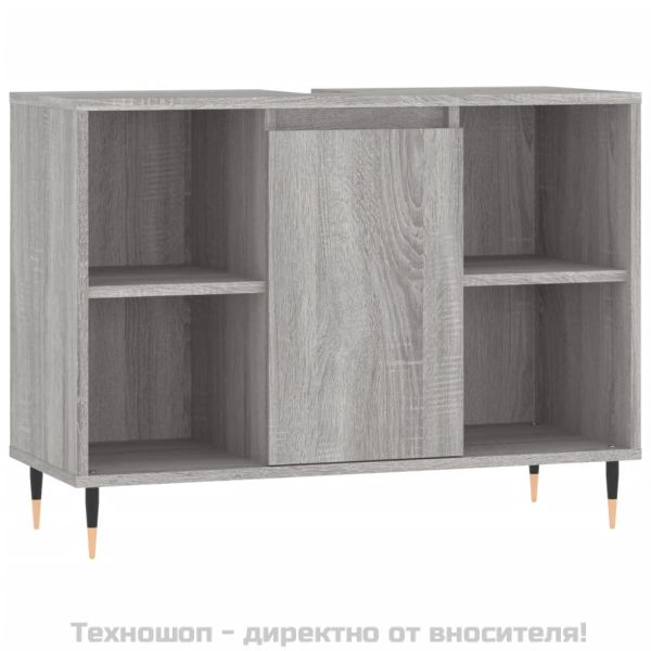 Шкаф за баня, сив сонома, 80x33x60 см, инженерно дърво
