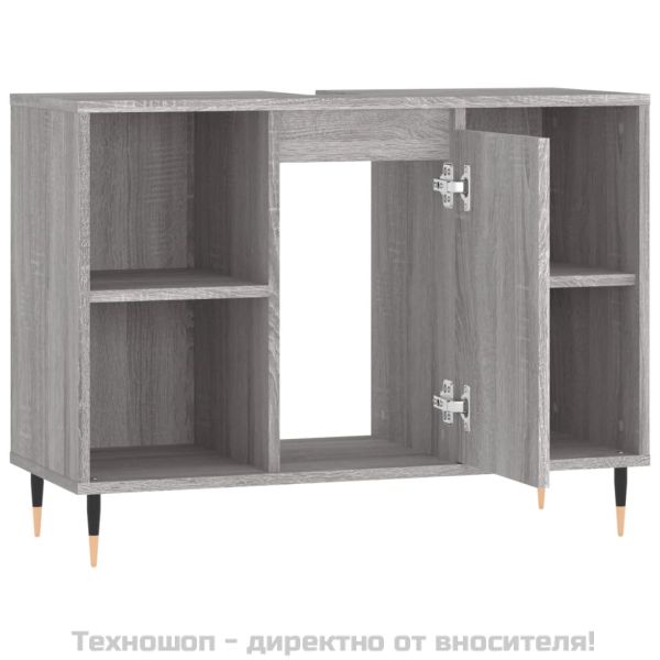 Шкаф за баня, сив сонома, 80x33x60 см, инженерно дърво