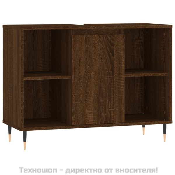 Шкаф за баня, кафяв дъб, 80x33x60 см, инженерно дърво