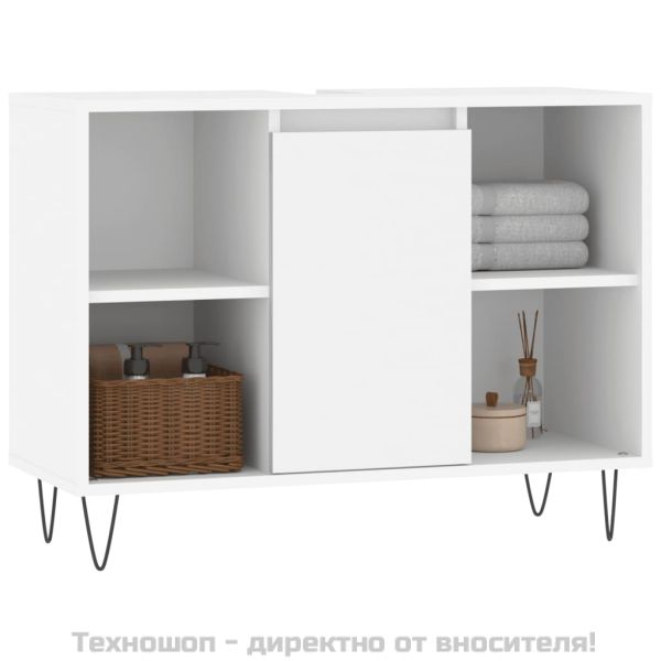 Шкаф за баня, бял, 80x33x60 см, инженерно дърво