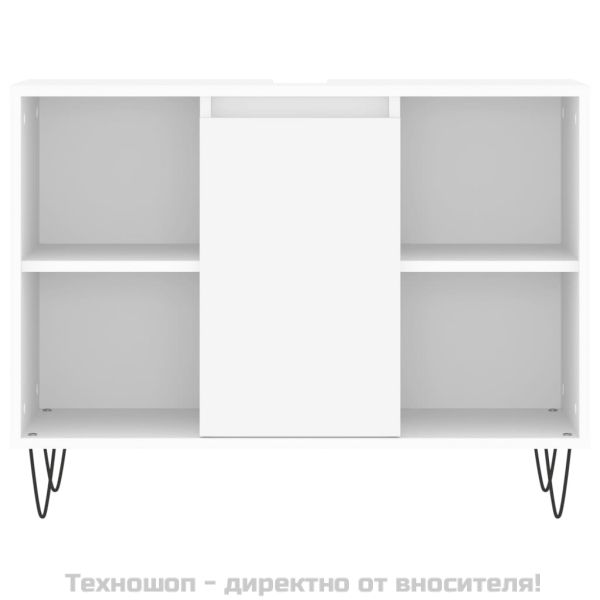 Шкаф за баня, бял, 80x33x60 см, инженерно дърво