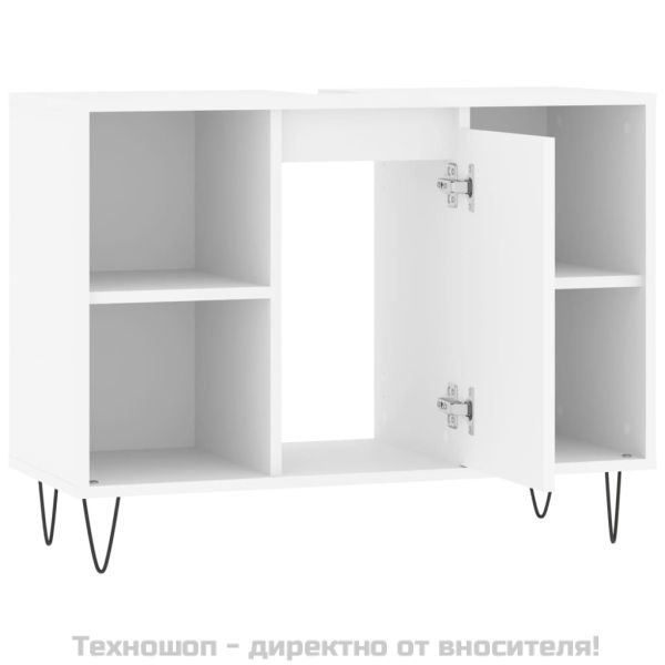 Шкаф за баня, бял, 80x33x60 см, инженерно дърво