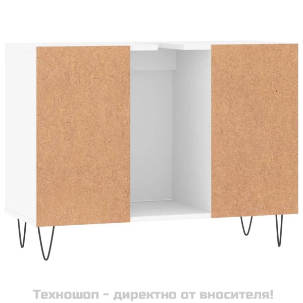 Шкаф за баня, бял, 80x33x60 см, инженерно дърво