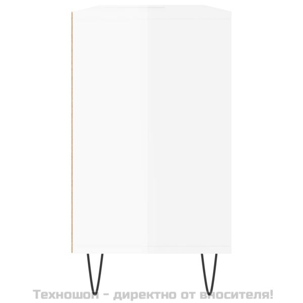 Шкаф за баня, бял гланц, 80x33x60 см, инженерно дърво