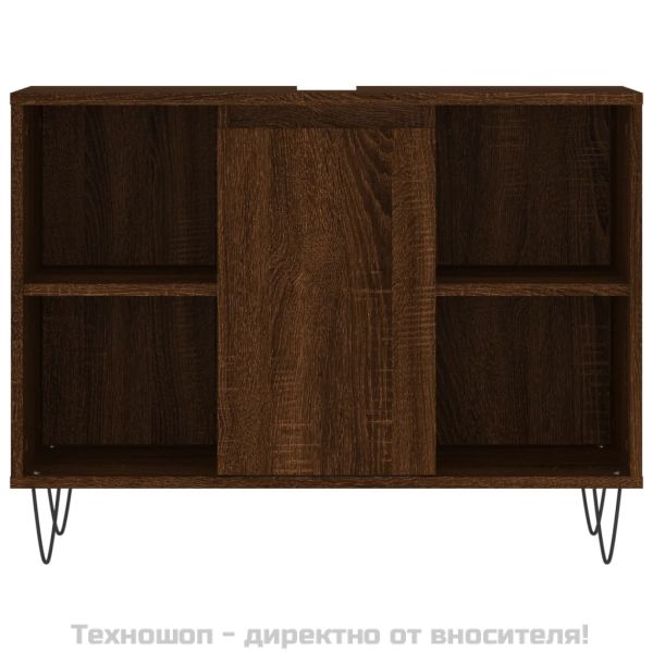 Шкаф за баня, кафяв дъб, 80x33x60 см, инженерно дърво