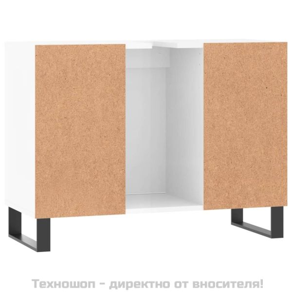 Шкаф за баня, бял гланц, 80x33x60 см, инженерно дърво