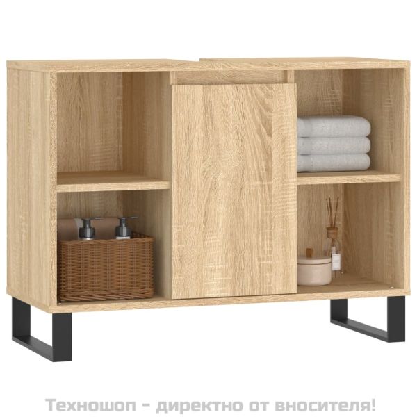 Шкаф за баня, дъб сонома, 80x33x60 см, инженерно дърво