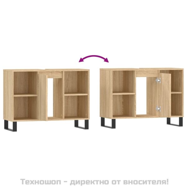 Шкаф за баня, дъб сонома, 80x33x60 см, инженерно дърво