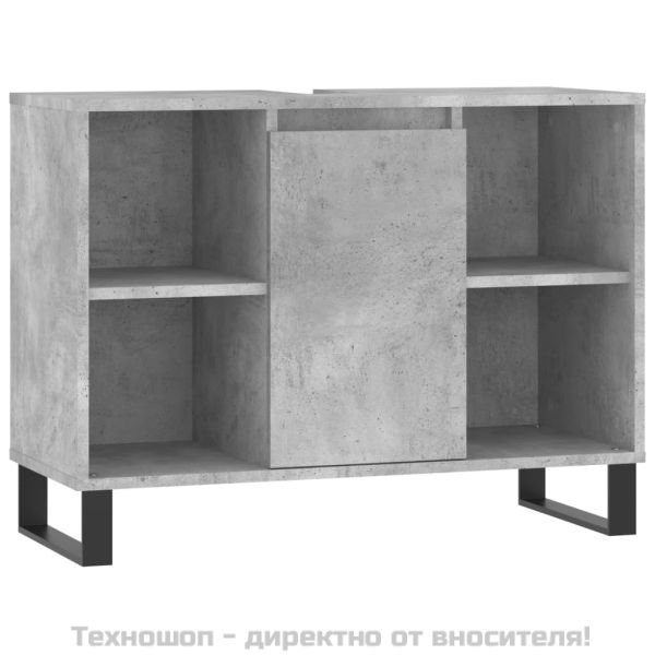 Шкаф за баня, бетонно сив, 80x33x60 см, инженерно дърво