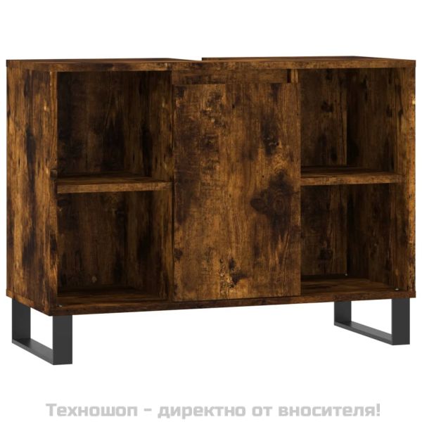 Шкаф за баня, опушен дъб, 80x33x60 см, инженерно дърво