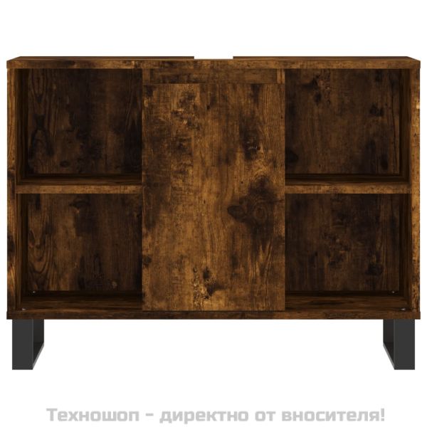 Шкаф за баня, опушен дъб, 80x33x60 см, инженерно дърво