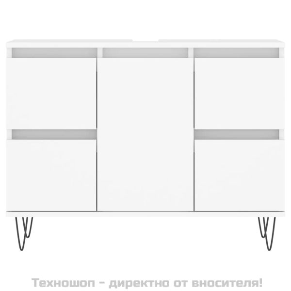 Шкаф за баня, бял, 80x33x60 см, инженерно дърво