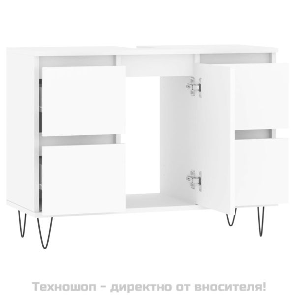 Шкаф за баня, бял, 80x33x60 см, инженерно дърво