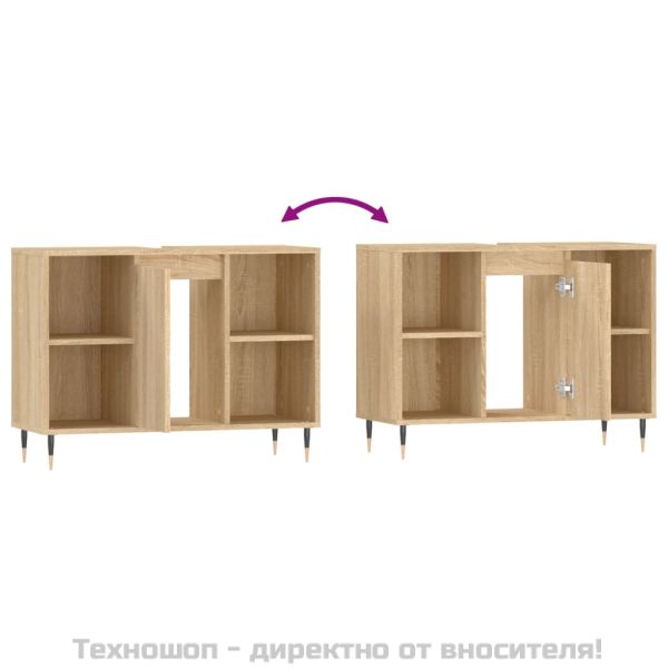 Шкаф за баня, дъб сонома, 80x33x60 см, инженерно дърво