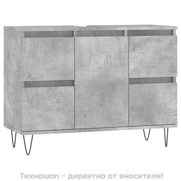 Шкаф за баня, бетонно сив, 80x33x60 см, инженерно дърво