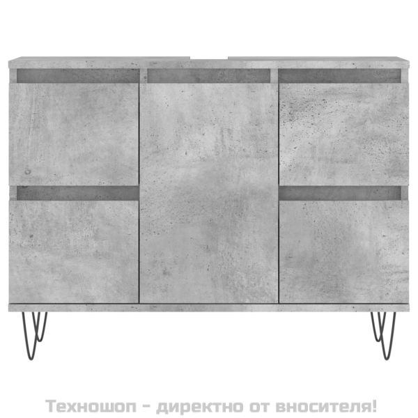 Шкаф за баня, бетонно сив, 80x33x60 см, инженерно дърво