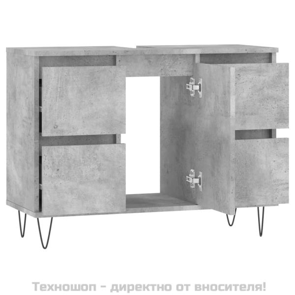 Шкаф за баня, бетонно сив, 80x33x60 см, инженерно дърво