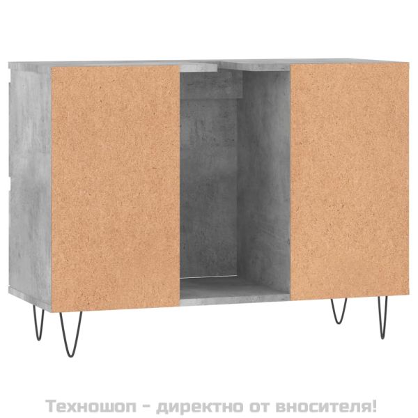 Шкаф за баня, бетонно сив, 80x33x60 см, инженерно дърво