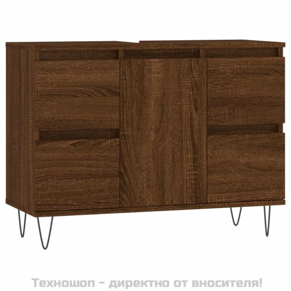 Шкаф за баня, кафяв дъб, 80x33x60 см, инженерно дърво