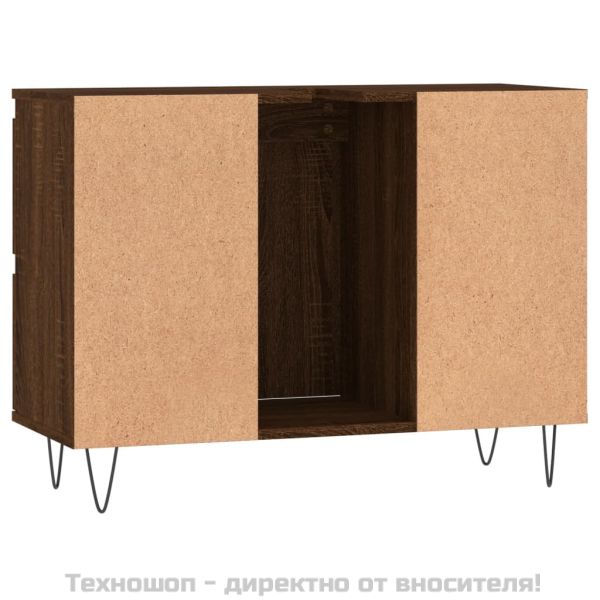 Шкаф за баня, кафяв дъб, 80x33x60 см, инженерно дърво