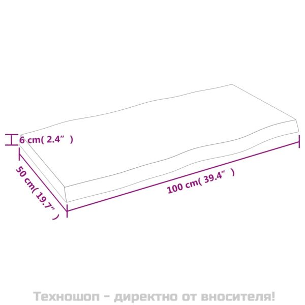 Плот за маса тъмнокафяв 100x50x(2-6) см обработен масивен дъб
