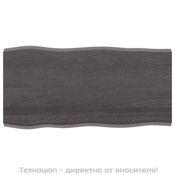 Плот за маса тъмнокафяв 100x50x(2-4) см обработен масивен дъб