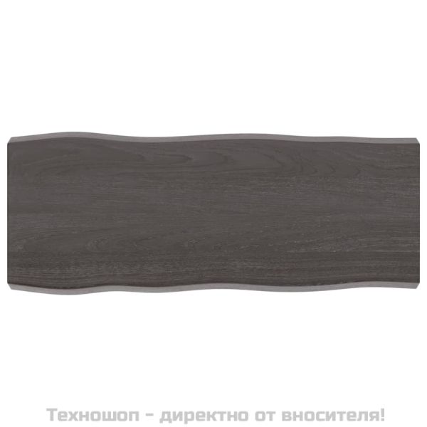 Плот за маса тъмнокафяв 100x40x(2-6) см обработен масивен дъб