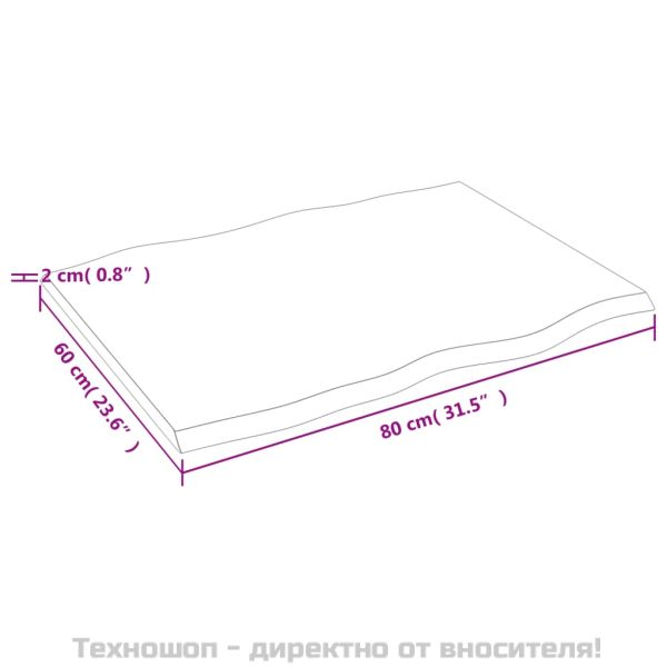 Плот за маса тъмнокафяв 80x60x2 см обработен масивен дъб