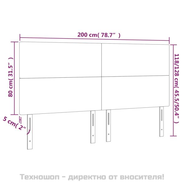 Табла за легло, черна, 200x5x118/128 см, кадифе