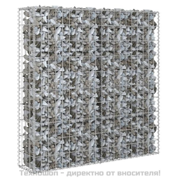 Габионна стена с капаци, поцинкована стомана, 80x20x100 см