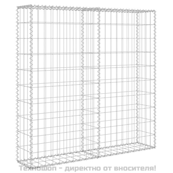 Габионна стена с капаци, поцинкована стомана, 80x20x100 см