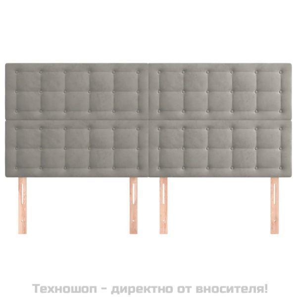 Табла за легло, светло сива, 200x5x118/128 см, кадифе