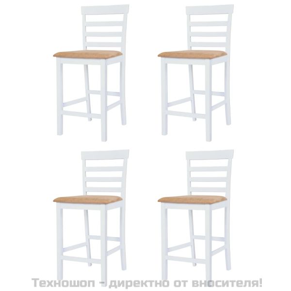 Комплект бар маса и столове, 5 части, дървен масив, кафяв и бял