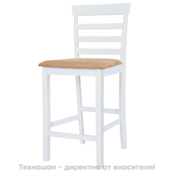 Комплект бар маса и столове, 5 части, дървен масив, кафяв и бял