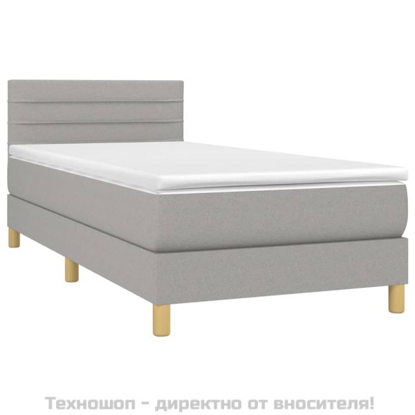 Боксспринг легло с матрак, светлосиво, 80x200 см, плат