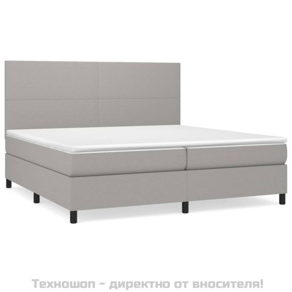 Боксспринг легло с матрак, светлосиво, 200x200 см, плат