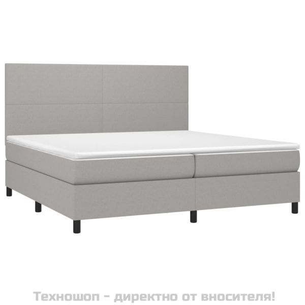 Боксспринг легло с матрак, светлосиво, 200x200 см, плат
