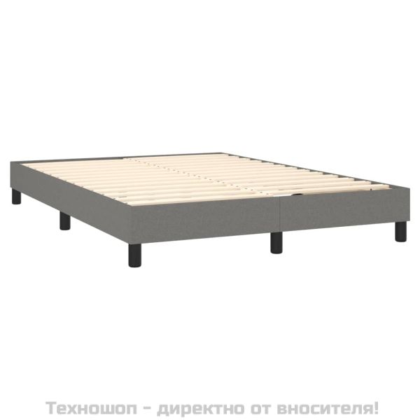 Боксспринг легло с матрак и LED, тъмносиво, 140x190 см, плат