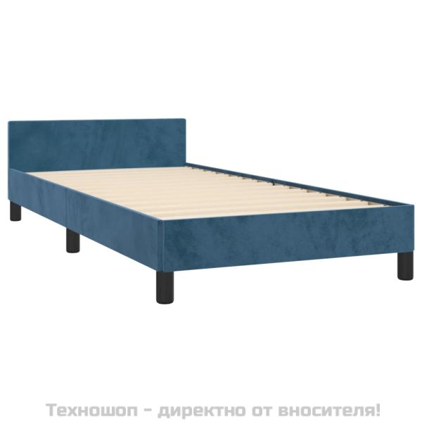 Рамка за легло без матрак, тъмносиня, 100x200 см, кадифе
